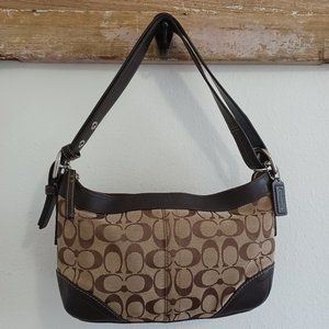 Coach Classic Signature East West Duffle Bag Canvas & Leather Hobo Model F13012